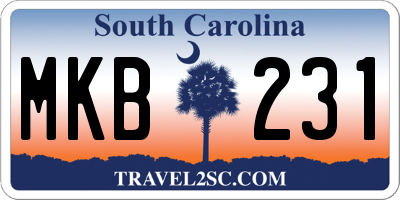 SC license plate MKB231