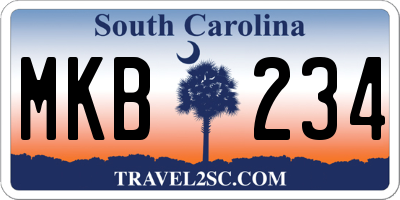 SC license plate MKB234