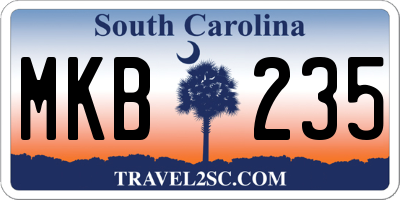 SC license plate MKB235