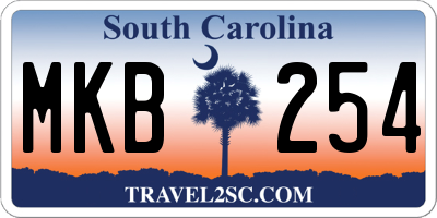 SC license plate MKB254