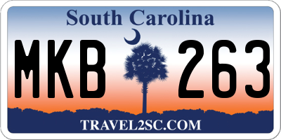 SC license plate MKB263