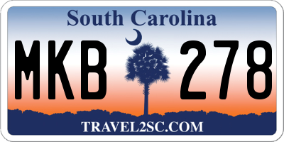 SC license plate MKB278