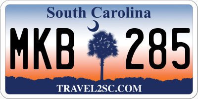 SC license plate MKB285