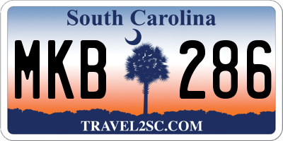 SC license plate MKB286