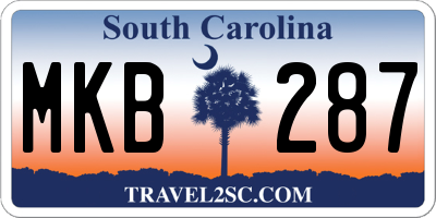 SC license plate MKB287