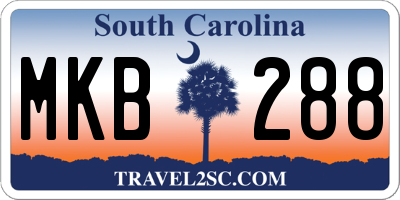SC license plate MKB288