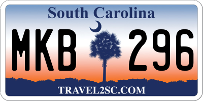 SC license plate MKB296