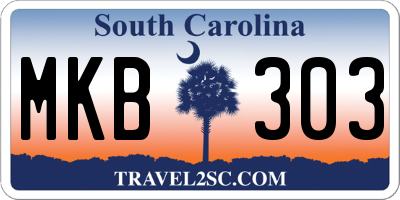 SC license plate MKB303