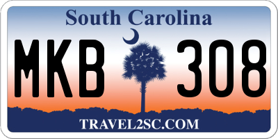 SC license plate MKB308