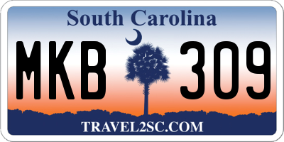 SC license plate MKB309