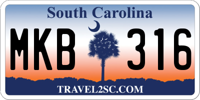 SC license plate MKB316