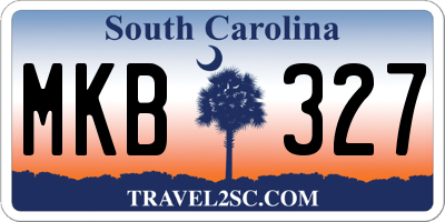 SC license plate MKB327