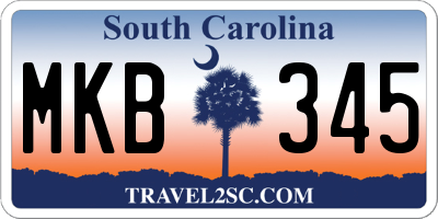 SC license plate MKB345