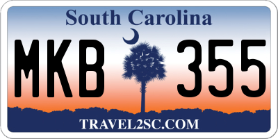 SC license plate MKB355