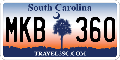 SC license plate MKB360