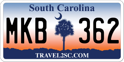 SC license plate MKB362