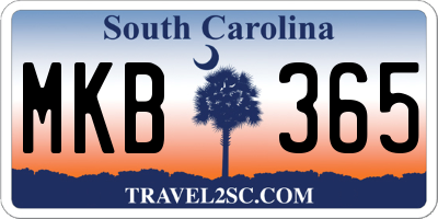 SC license plate MKB365