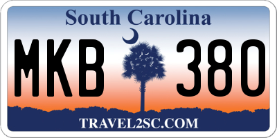 SC license plate MKB380