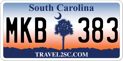 SC license plate MKB383