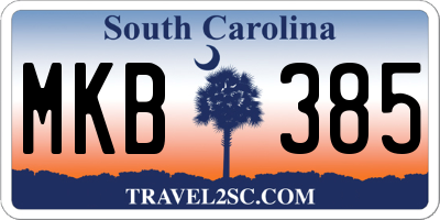 SC license plate MKB385
