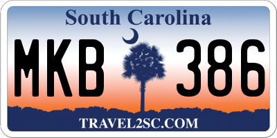 SC license plate MKB386