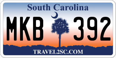 SC license plate MKB392