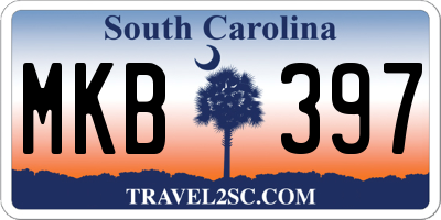 SC license plate MKB397