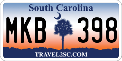 SC license plate MKB398