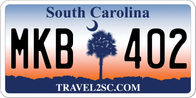 SC license plate MKB402