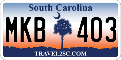 SC license plate MKB403