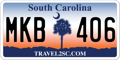 SC license plate MKB406