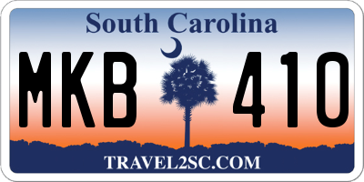 SC license plate MKB410