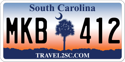 SC license plate MKB412