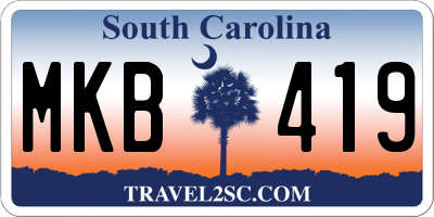 SC license plate MKB419