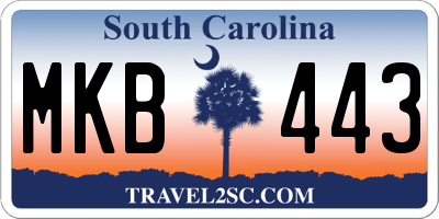 SC license plate MKB443