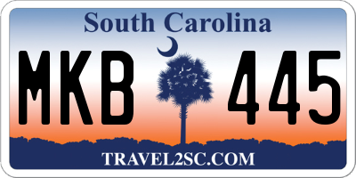 SC license plate MKB445