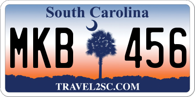 SC license plate MKB456