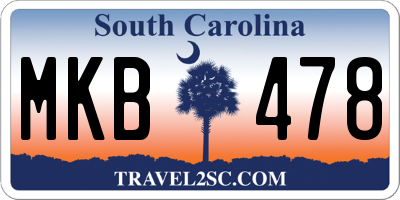 SC license plate MKB478