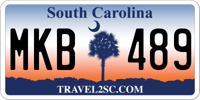 SC license plate MKB489