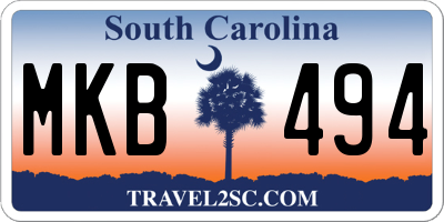 SC license plate MKB494