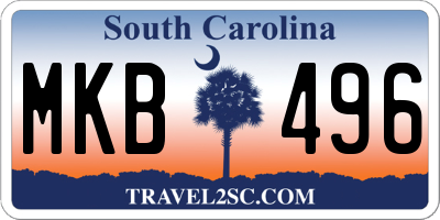 SC license plate MKB496