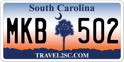 SC license plate MKB502