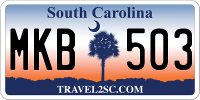 SC license plate MKB503