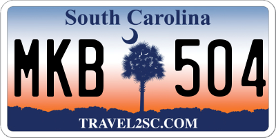 SC license plate MKB504