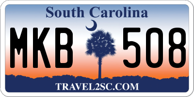 SC license plate MKB508