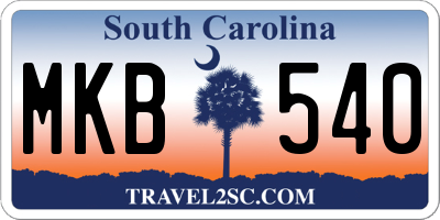 SC license plate MKB540
