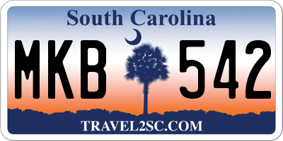 SC license plate MKB542