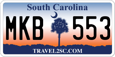 SC license plate MKB553