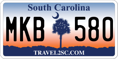 SC license plate MKB580
