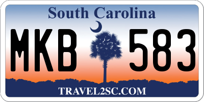 SC license plate MKB583